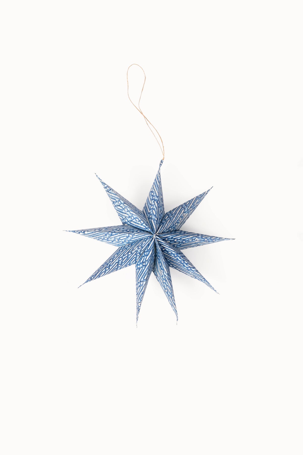 Large Blue Starlight Paper Star Ornaments, Set of 3