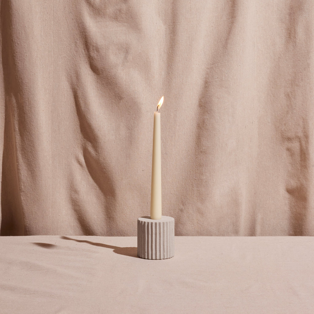 Pilar Small Sandstone Candle Holder | Meso Goods | Sorelle Rossi