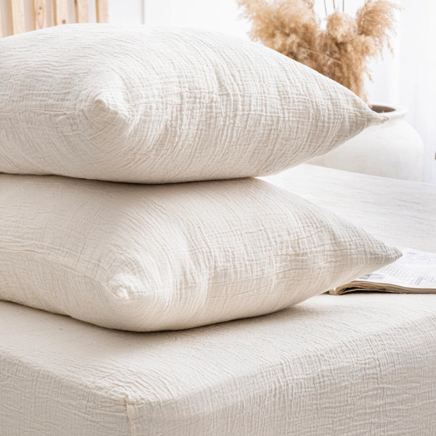 GOTS Certified Organic Muslin Sheets & Pillowcases | Soft Breathable Cotton Bedding