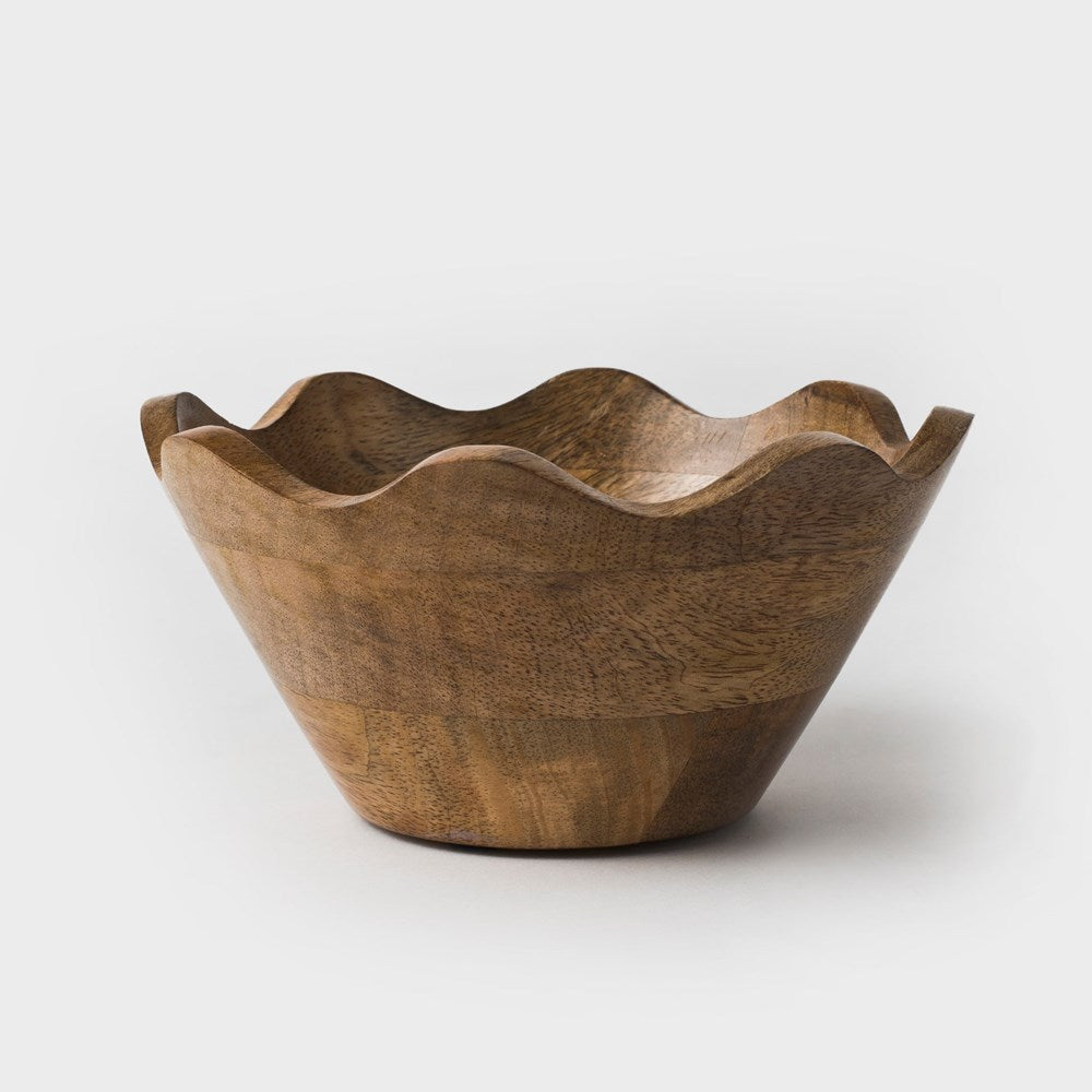 Scalloped Mangowood Serving Bowl | Small or Medium | Sorelle Rossi