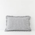 Thin Black Stripe Linen Pillowcases with Frills | Set of 2