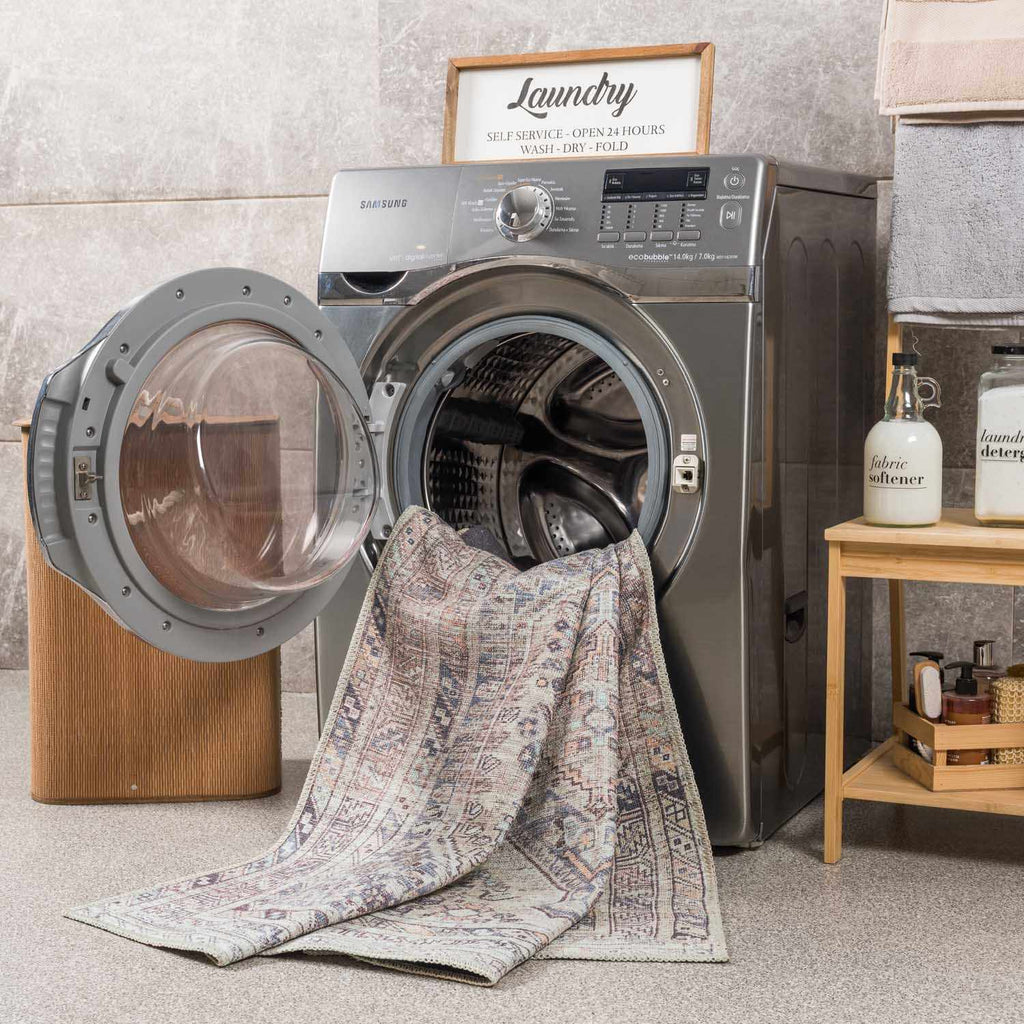 Barny Traditional Washable Area Rug - No-Pile
