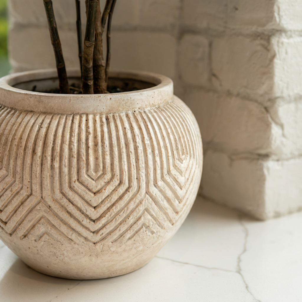 Linden Concrete Vessel, 8" × 6" | Natural Sandstone or Rustic Umber