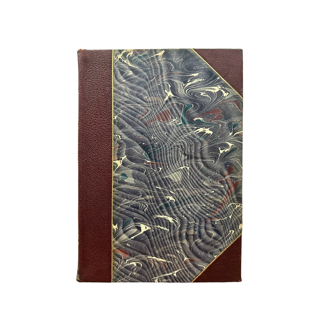 Leather Bound Antique Books, Marbled, Rare