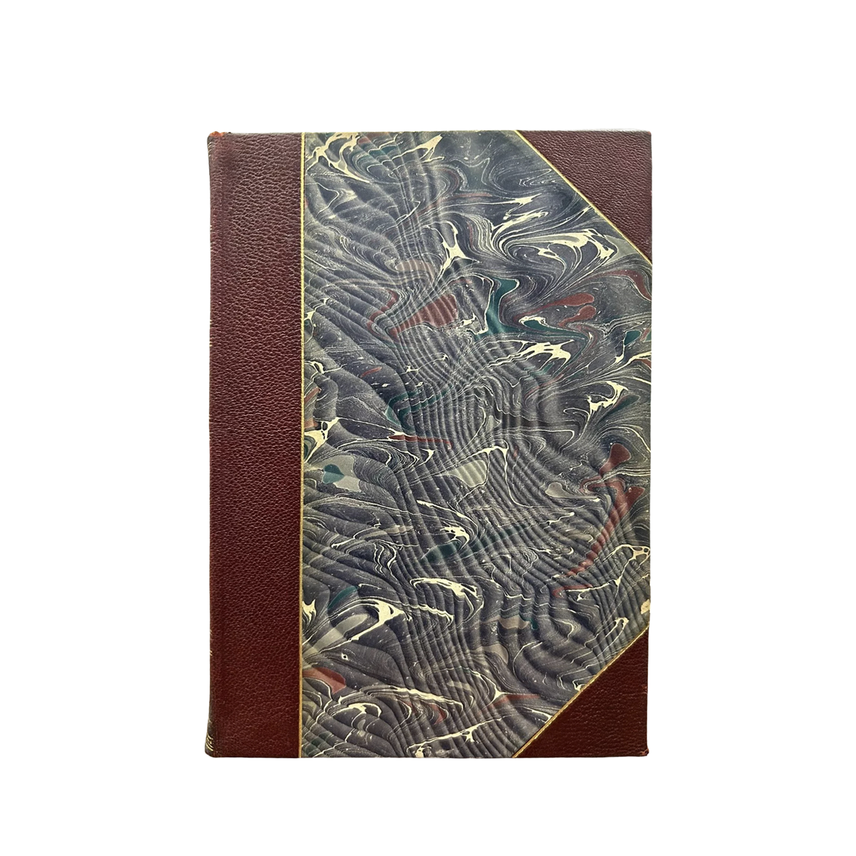 Leather Bound Antique Books, Marbled, Rare