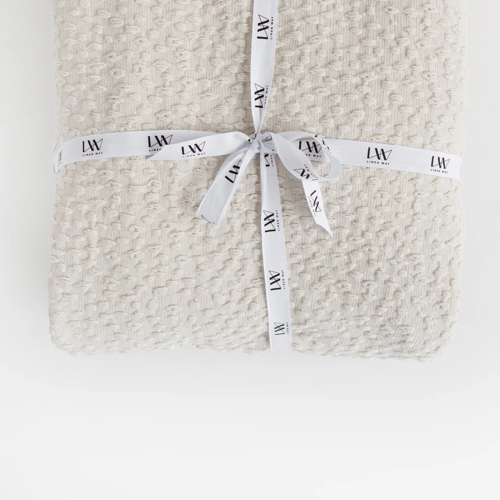 Normandie Cotton Throw Blanket – Soft Lightweight Neutral Throw | European-Inspired Cozy Home Accent