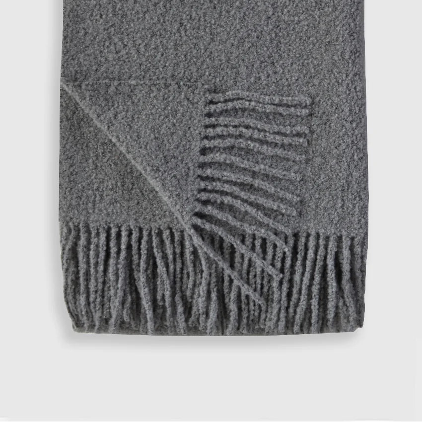Baldwin Bouclé Throw Blanket – Textured Neutral Cozy Throw | Soft European-Inspired Home Accent