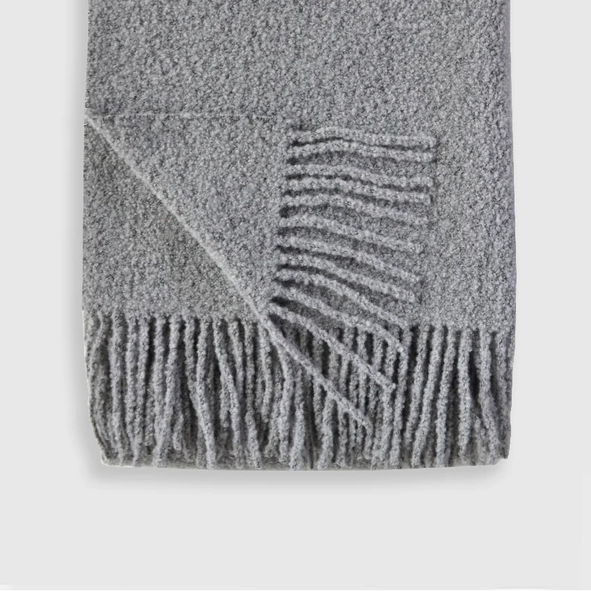 Baldwin Bouclé Throw Blanket – Textured Neutral Cozy Throw | Soft European-Inspired Home Accent
