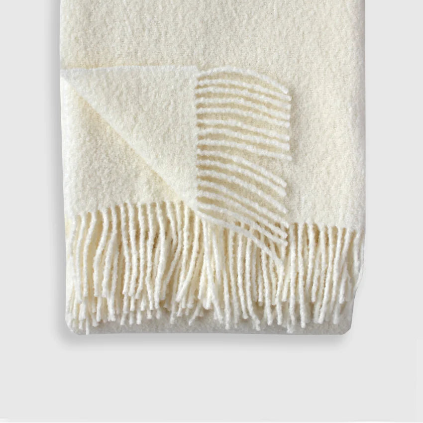 Baldwin Bouclé Throw Blanket – Textured Neutral Cozy Throw | Soft European-Inspired Home Accent