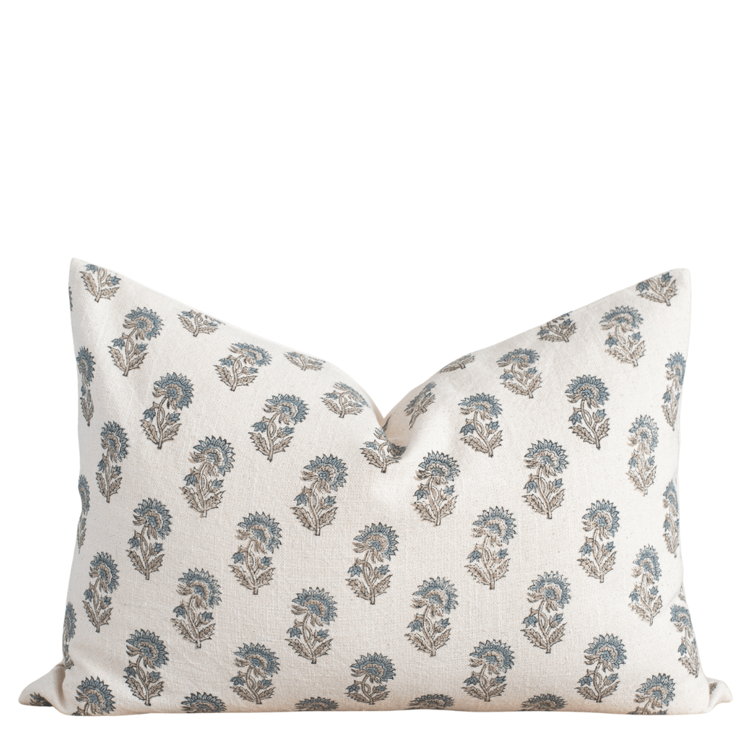 Floral patterned pillow on a white background