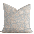 Ivy Floral Block Printed Pillow Cover | Blue