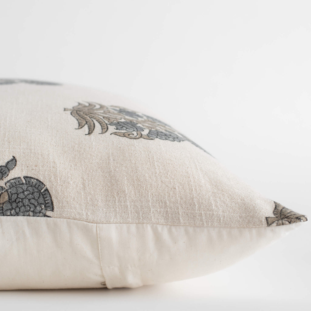 Cotton Block Print Pillow Cover | Blue & Green Floral