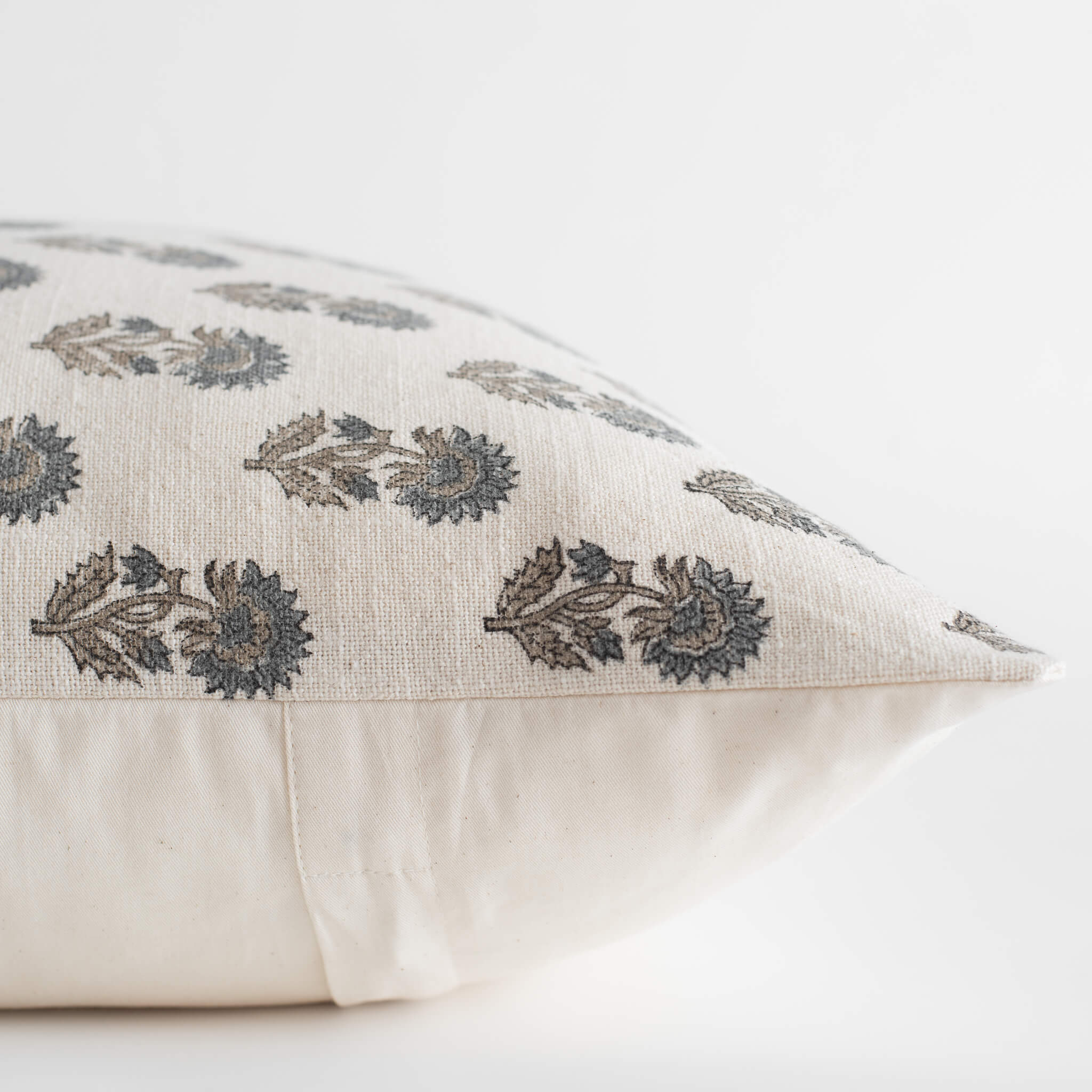 Decorative pillow with floral pattern on a white background