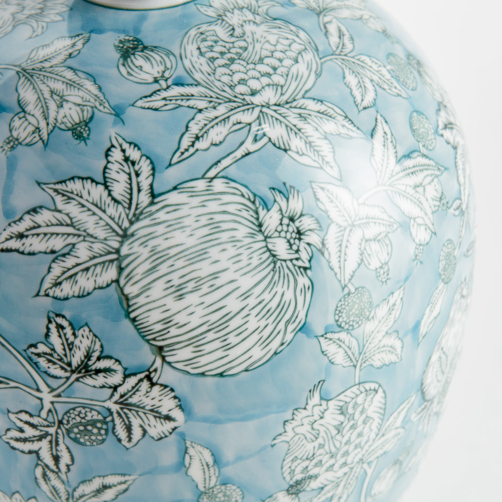 Blue floral ceramic vase – handcrafted glazed finish and timeless European-inspired pattern – elevated shelf styling | Sorelle Rossi Shoppe