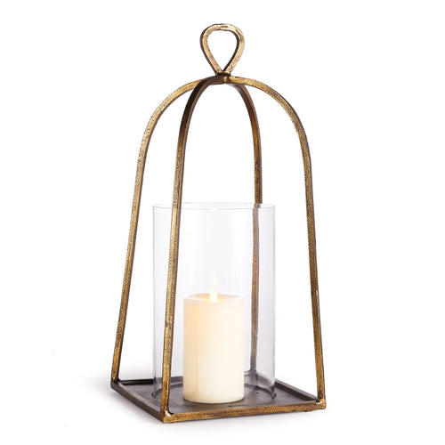 Decorative lantern with a candle inside on a white background