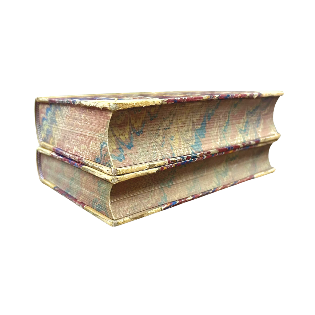 Leather Bound Antique Books, Marbled, Rare