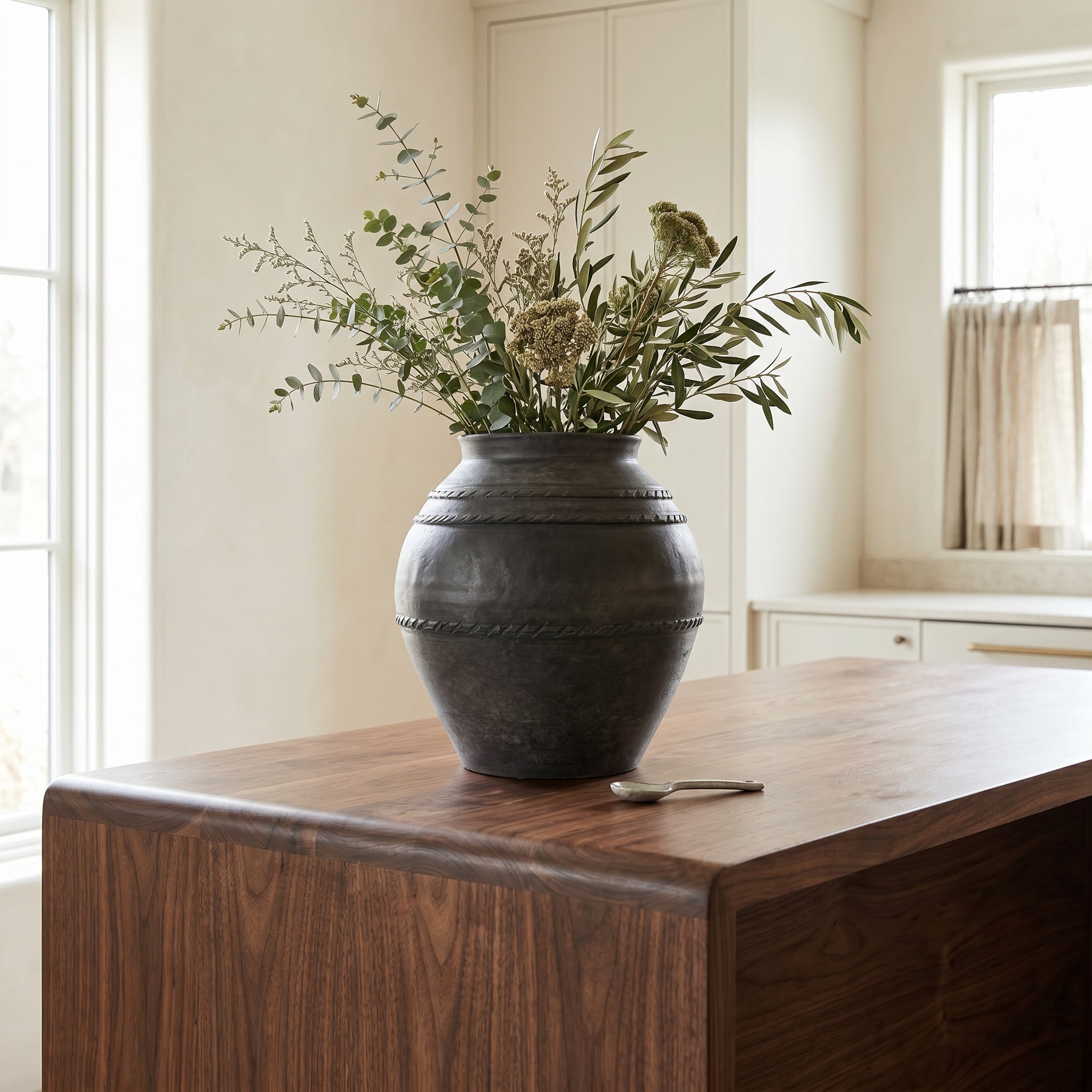 Patancheru Ceramic Vase Collection – Gray Textured Boho Vases for Indoor