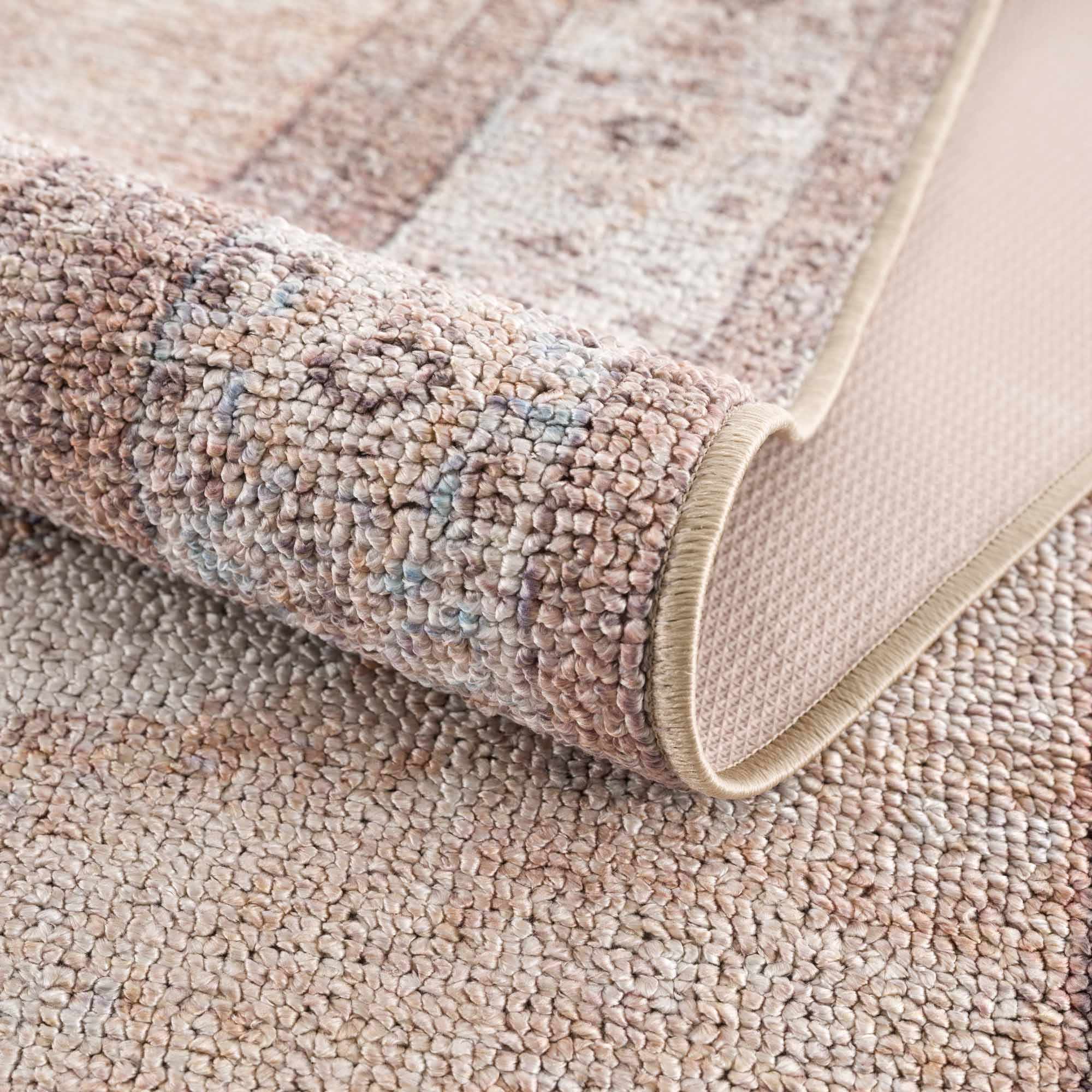 Analu Washable Non-Slip Vintage Area Rug – Tan, Blue & Brown