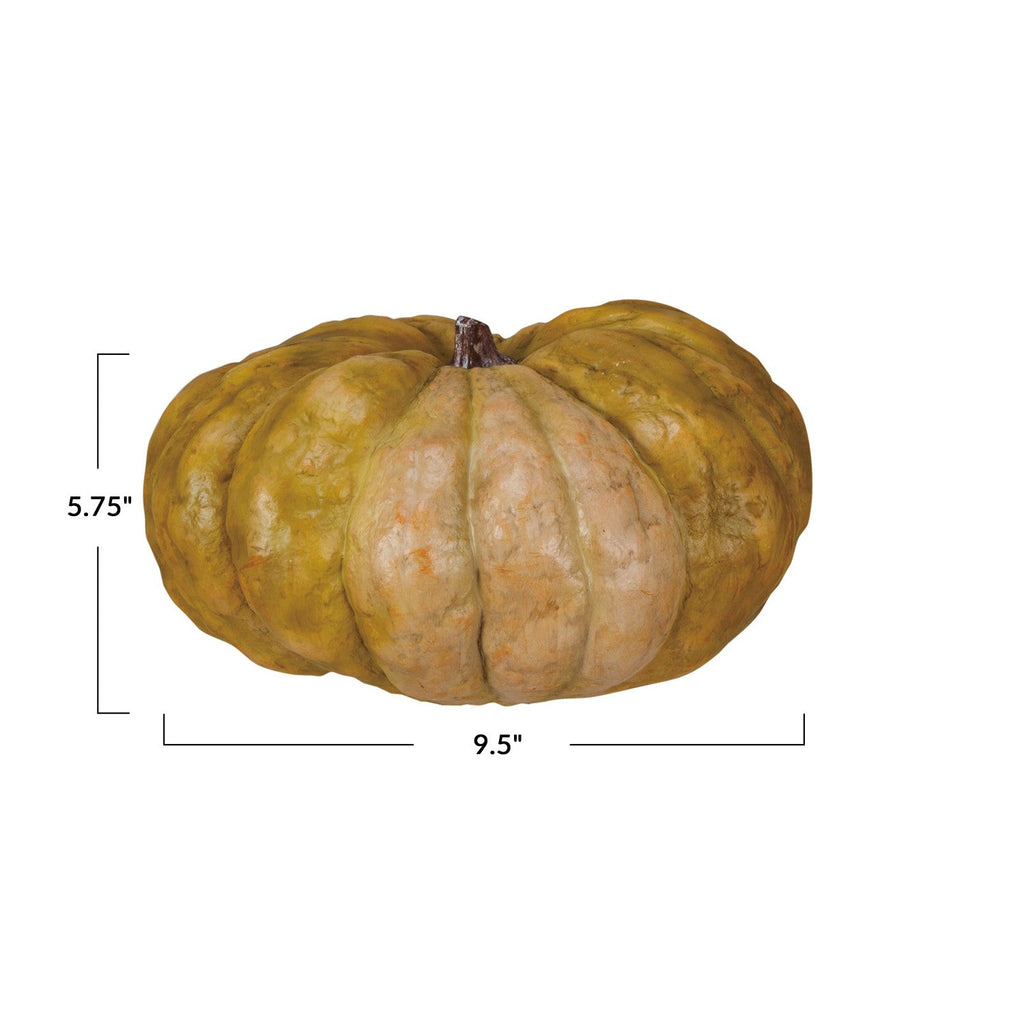 Warty pumpkin with measurements on a white background