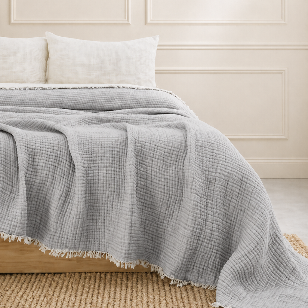 GOTS Certified Organic Muslin Quilt | 6 Layer Cotton Gauze Blanket