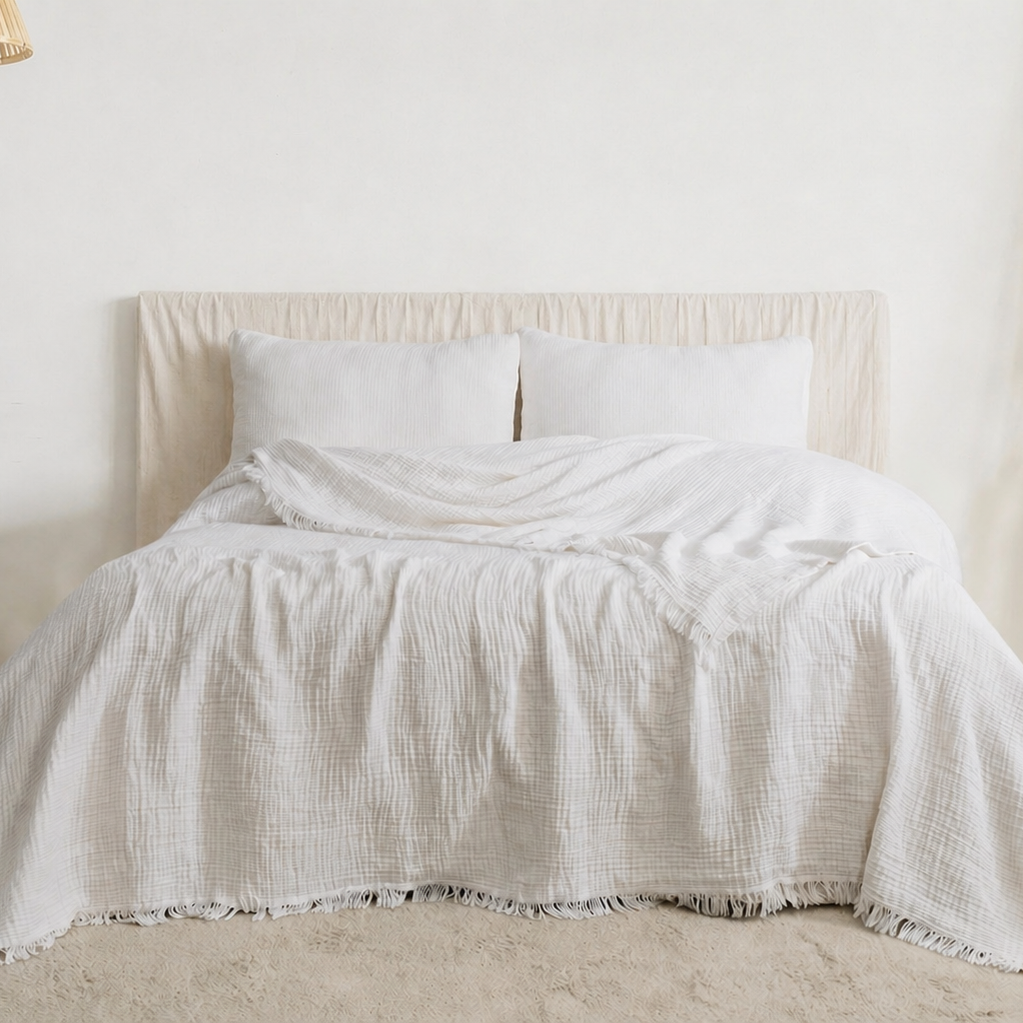 Organic Muslin Cotton Bedding – GOTS Certified Soft White Bedding