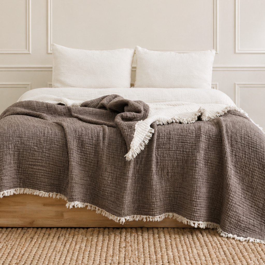 GOTS Certified Organic Muslin Quilt | 6 Layer Cotton Gauze Blanket