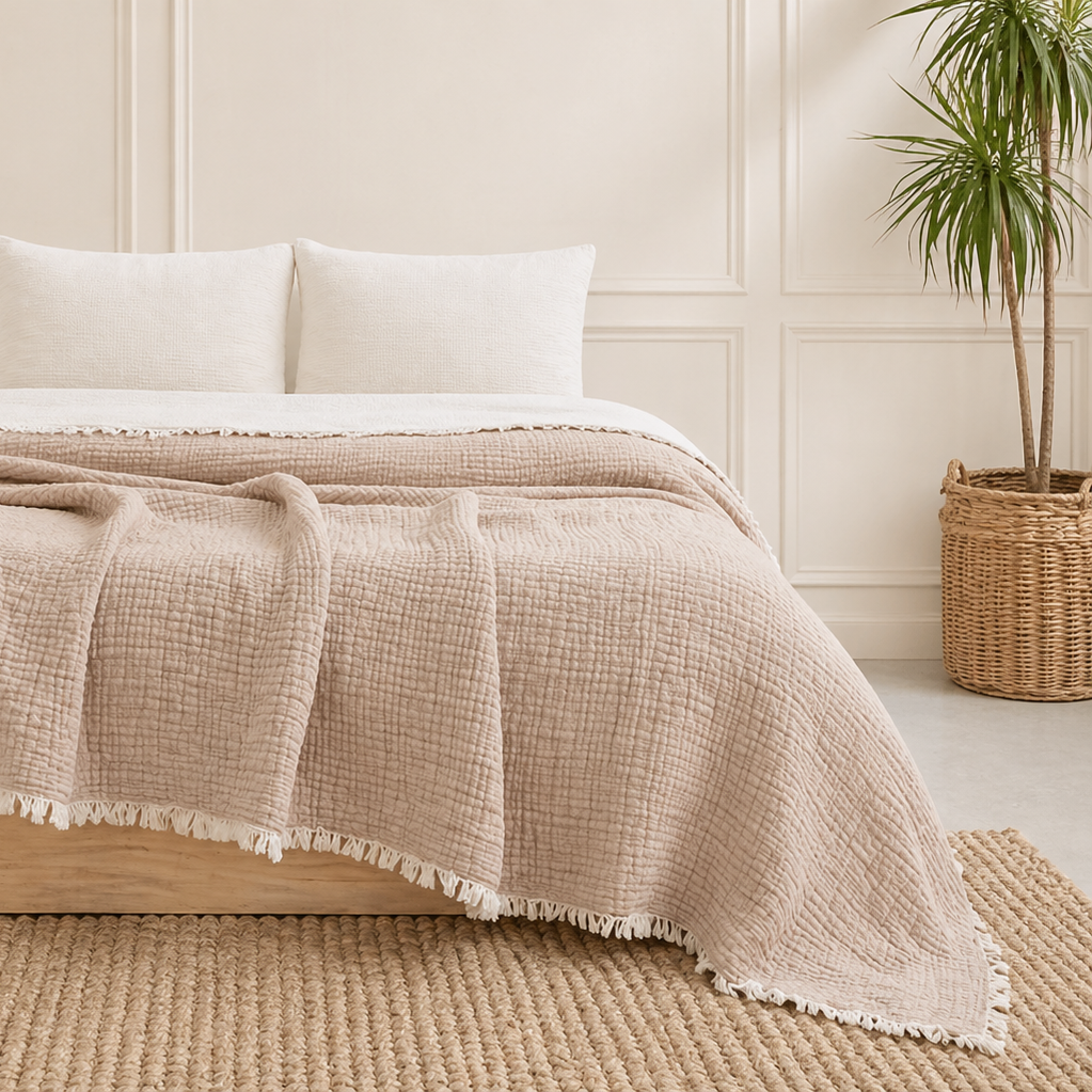 GOTS Certified Organic Muslin Quilt | 6 Layer Cotton Gauze Blanket