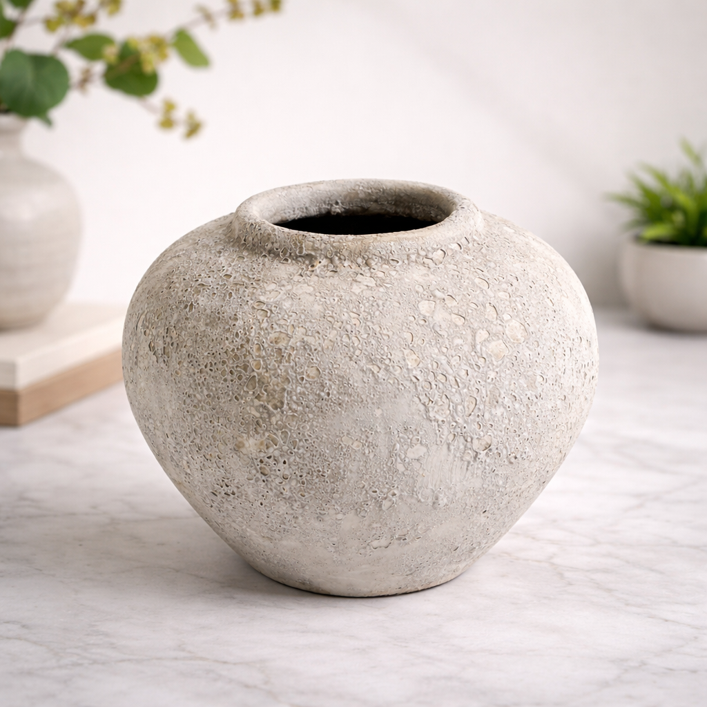 Textured Terracotta Jars – Moonscape Finish | Rustic Clay Decorative Vessels