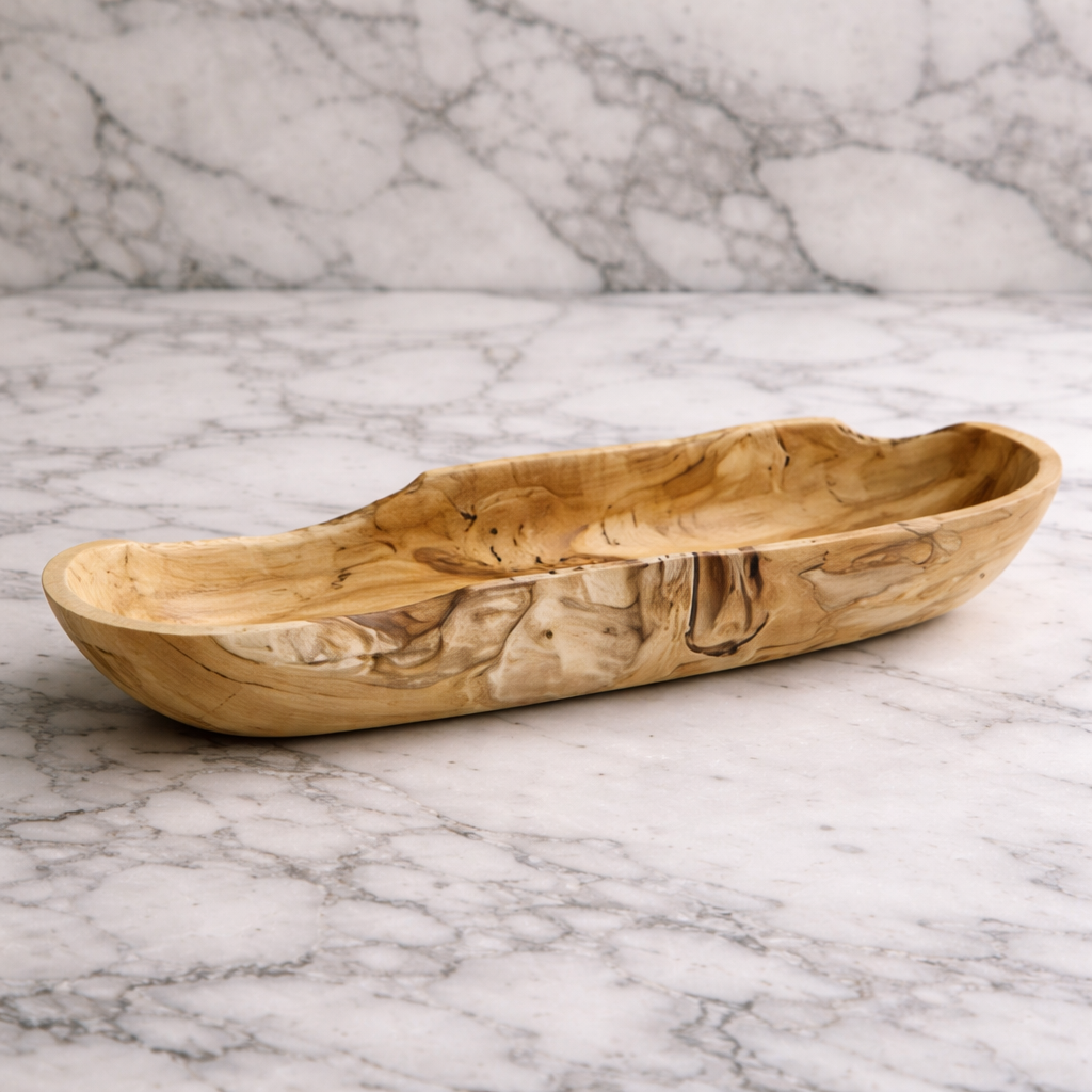 Oval Wooden Serving Bowl | Rustic Wood Decorative Bowl for Kitchen & Tabletop Styling
