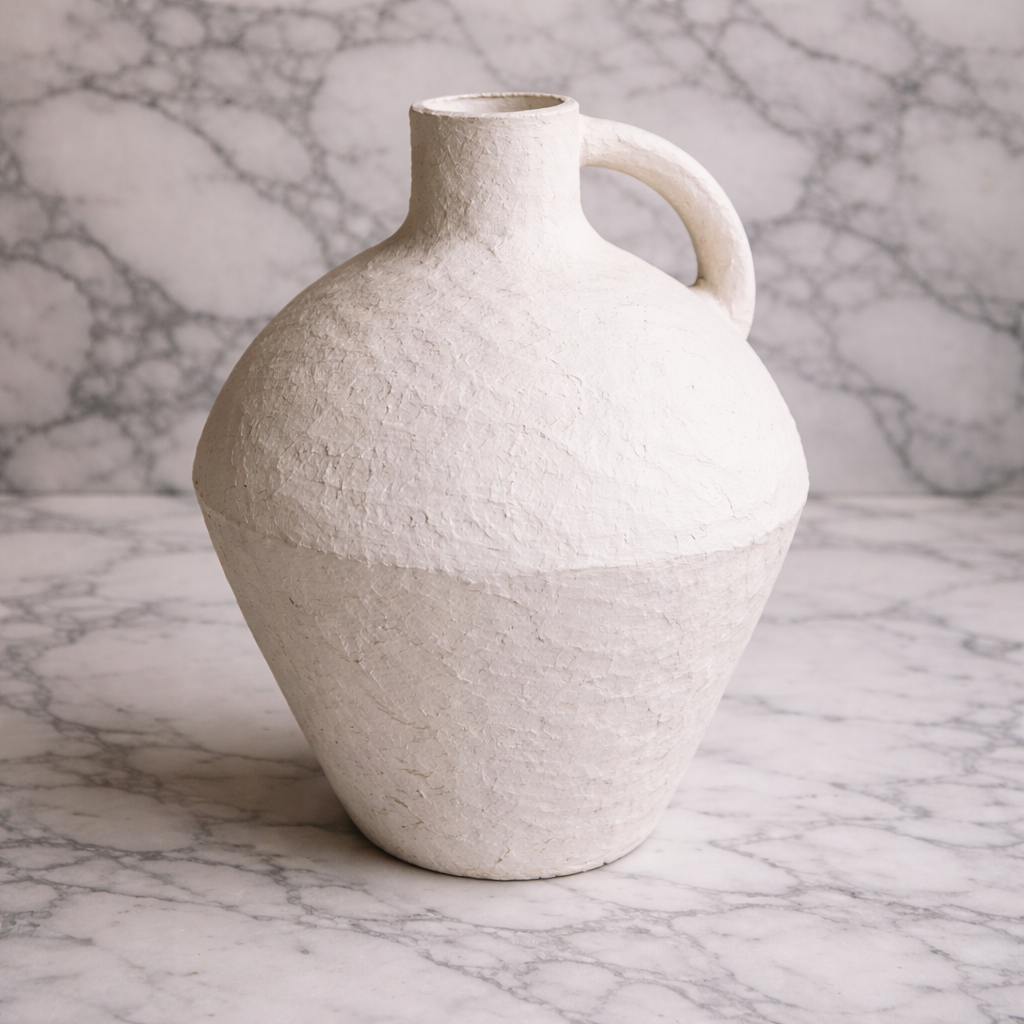 Paper Mache Vase – 18” Large Decorative Vase | Textured Neutral Floor Vase for Dried Stems & Home Decor