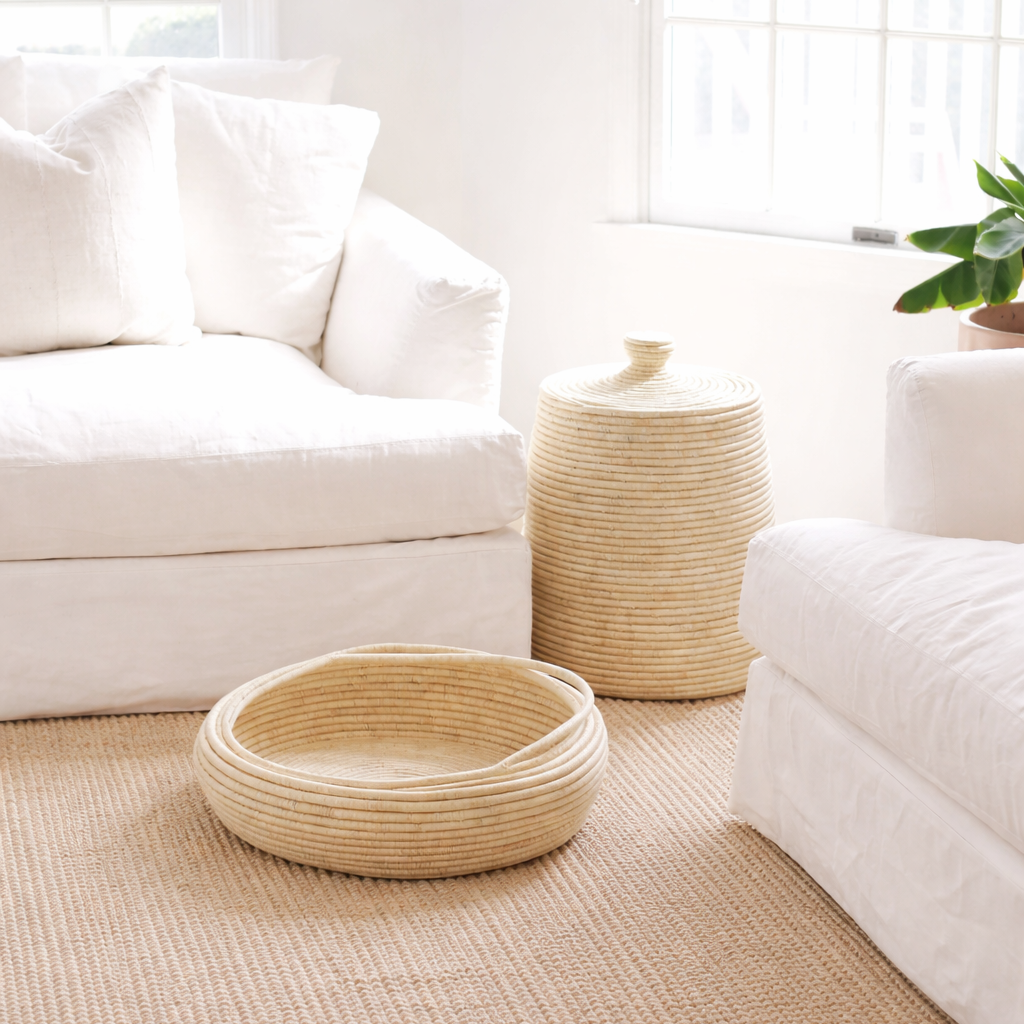 Lidded Woven Basket – Natural Storage Basket (Avi)