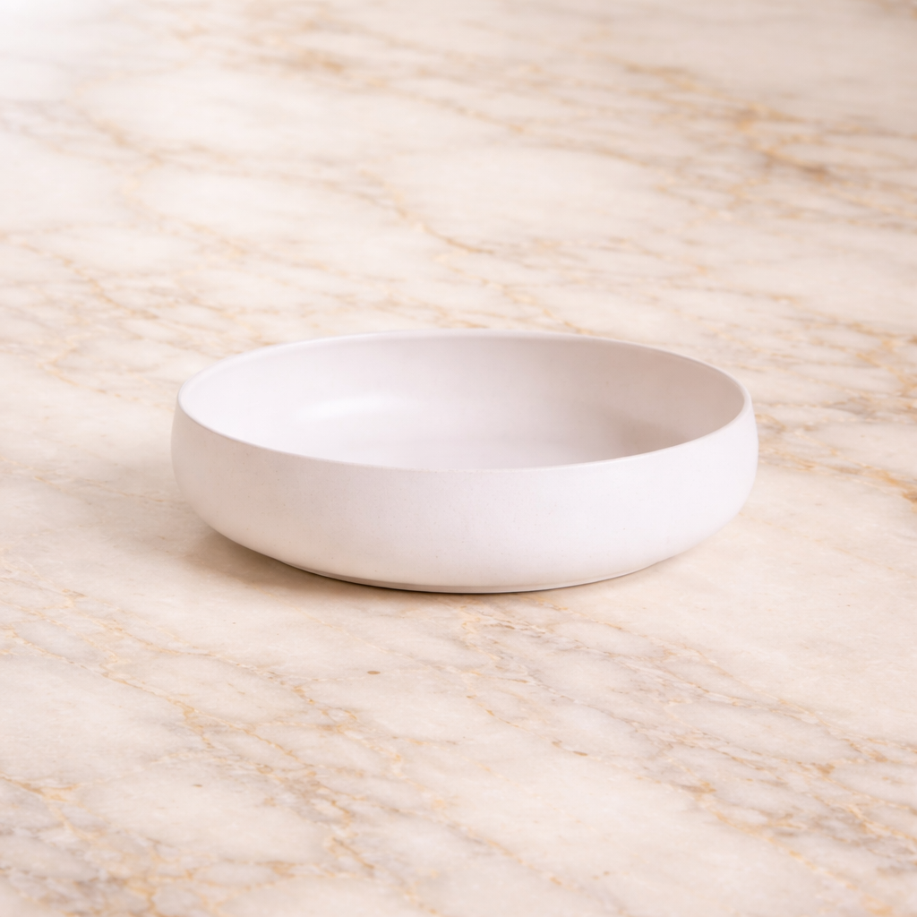 Handcrafted Pasta Bowl – Matte White Ceramic (Tunisian)