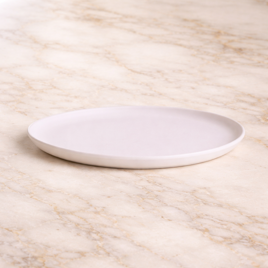 Handcrafted Dinner Plate – Matte White Ceramic (Tunisian)