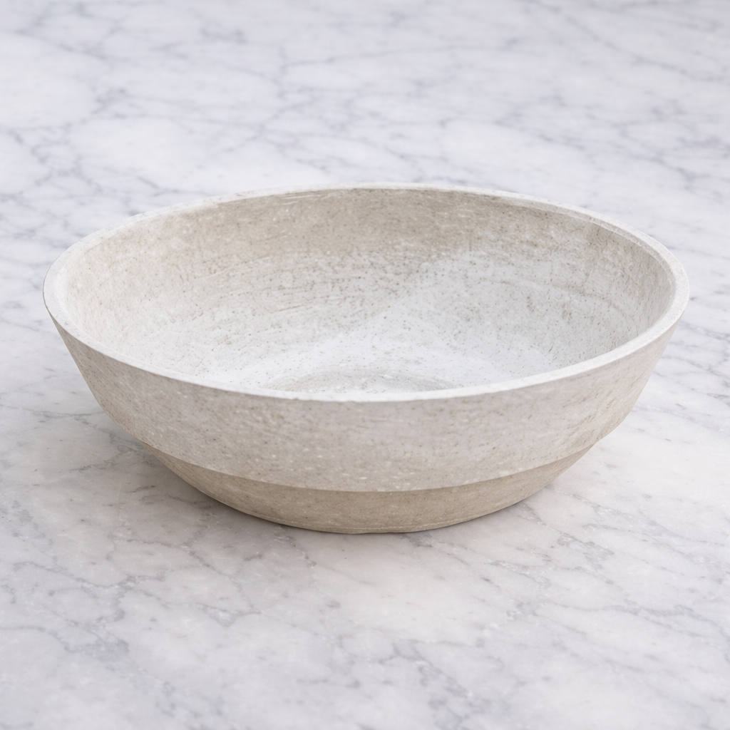 White Paper Mache Bowl | Handcrafted Decorative Bowl