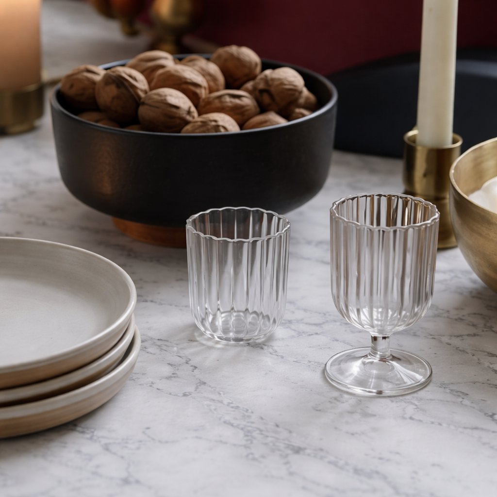 Kira Hand-Blown Borosilicate Short Tumbler – Set of 4 | Artisan Glass
