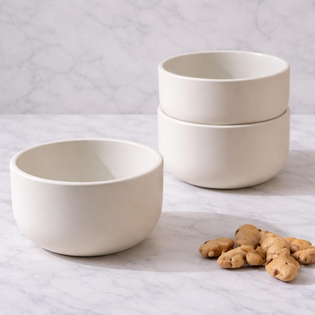 Handcrafted Ceramic Bowl – Matte White (Tunisian)
