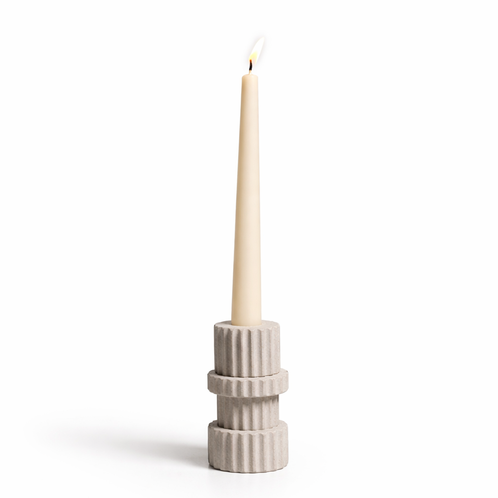 Handcrafted Pillar Candle Holder – Large | Minimalist Neutral Decor | Sorelle Rossi