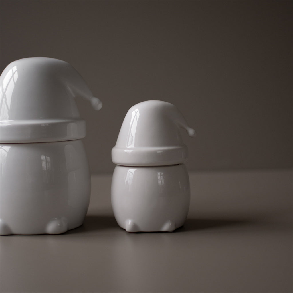 Eating Santa Ceramic Treat Jar – Shiny White