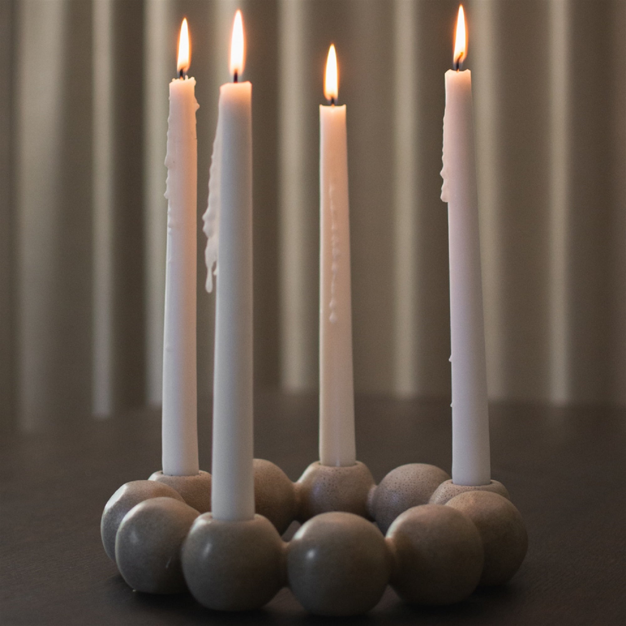 Ceramic Four-Taper Candle Holder – Minimalist Round Design