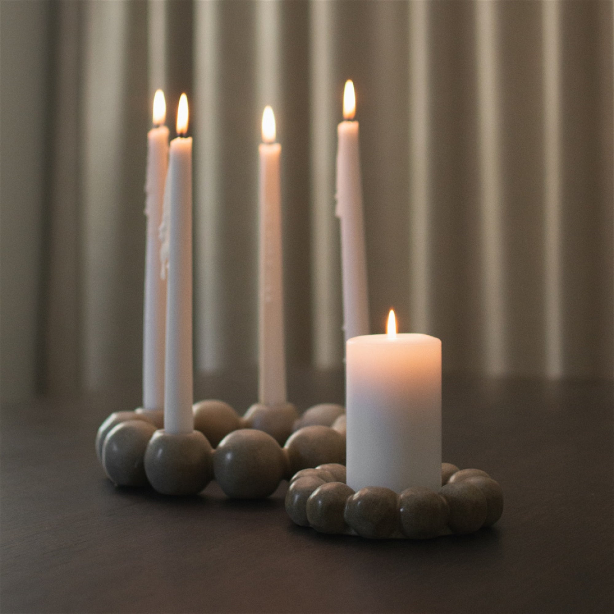 Ceramic Four-Taper Candle Holder – Minimalist Round Design