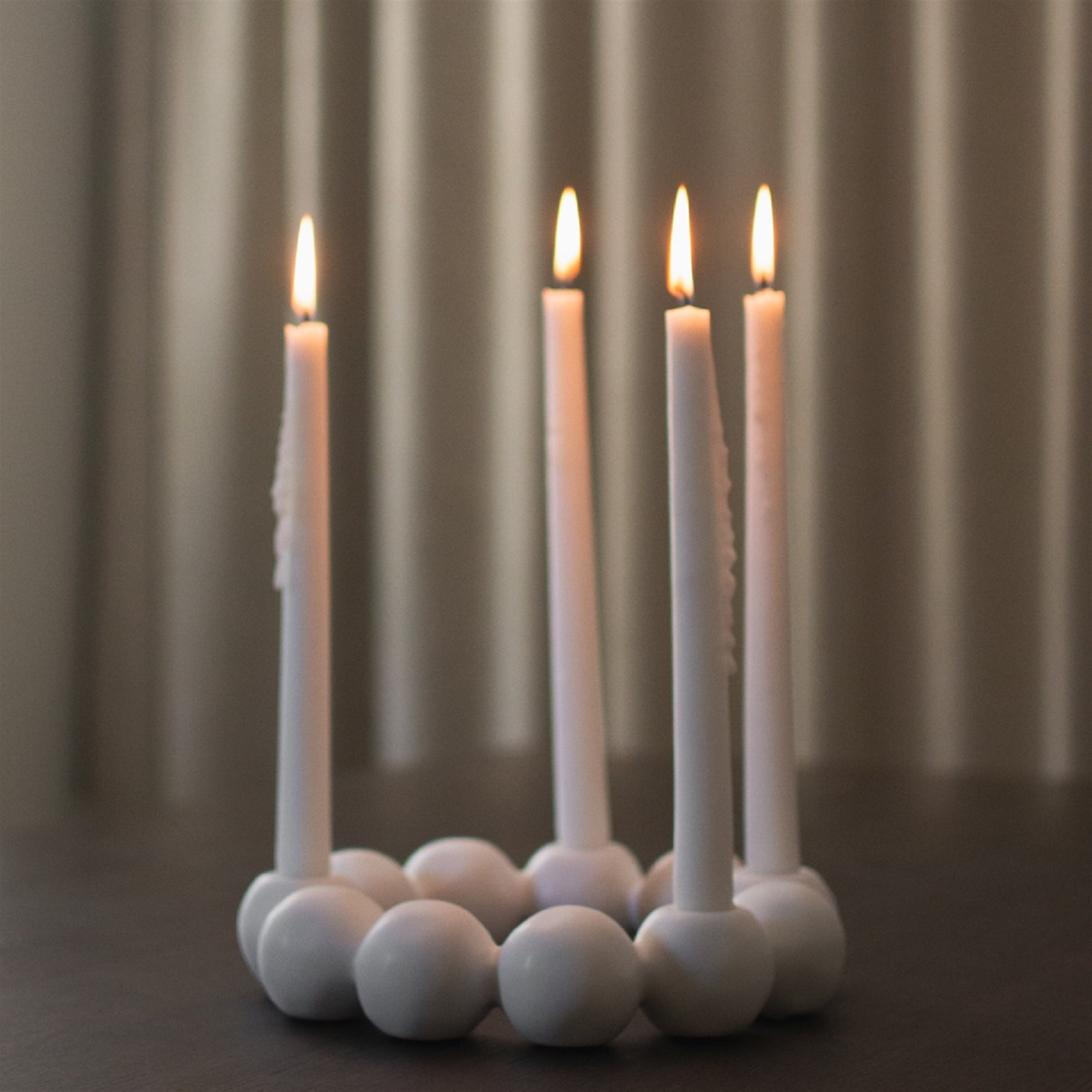 Ceramic Four-Taper Candle Holder – Minimalist Round Design