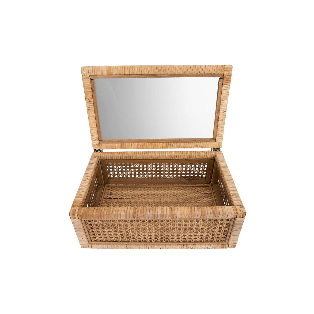 Woven Rattan Display Box with Glass Lid | Decorative Storage | Small & Large
