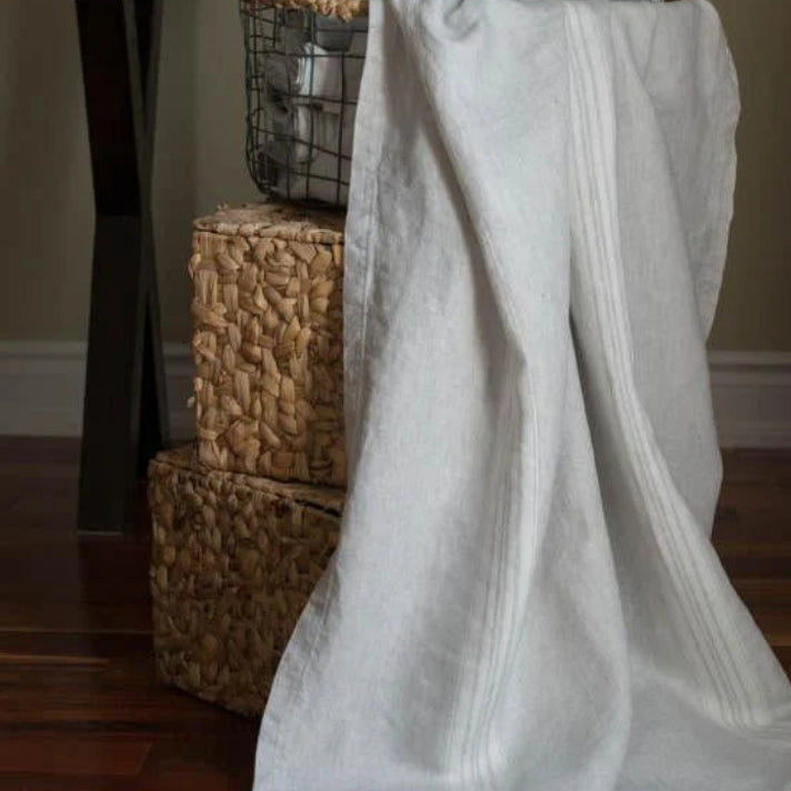 Maison Linen Throw Blanket – 100% European Linen Neutral Throw for Sofa & Bed