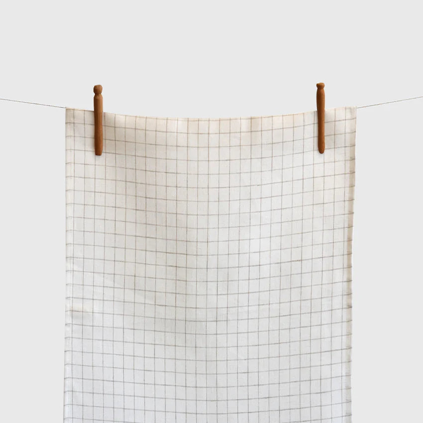 Windowpane Linen Tea Towels – Set of 6 (Finestra) | Handmade European Flax Kitchen Towels