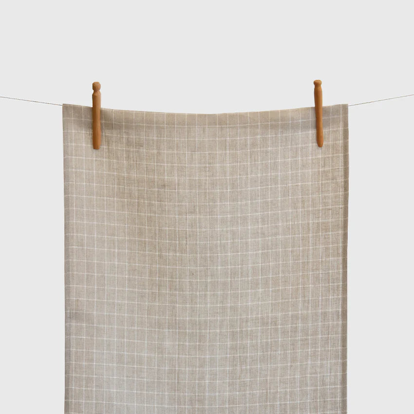 Windowpane Linen Tea Towels – Set of 6 (Finestra) | Handmade European Flax Kitchen Towels