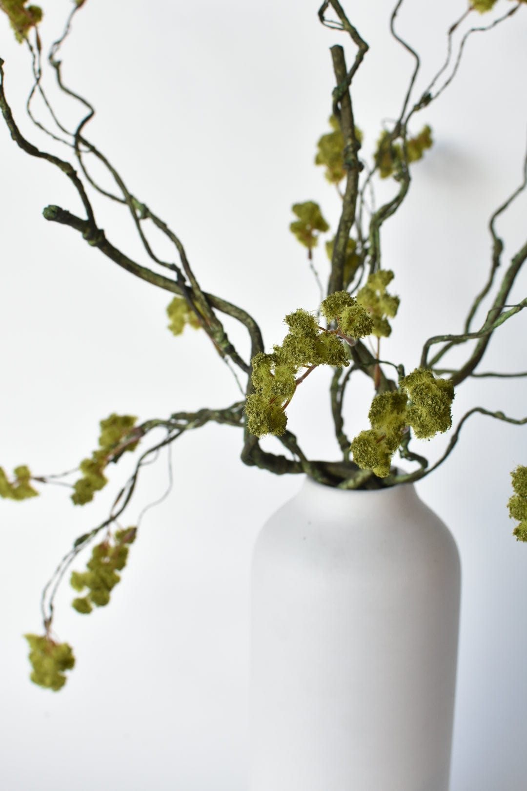 30" Faux Mini Fuzzy Blossom Branch, Soft Green