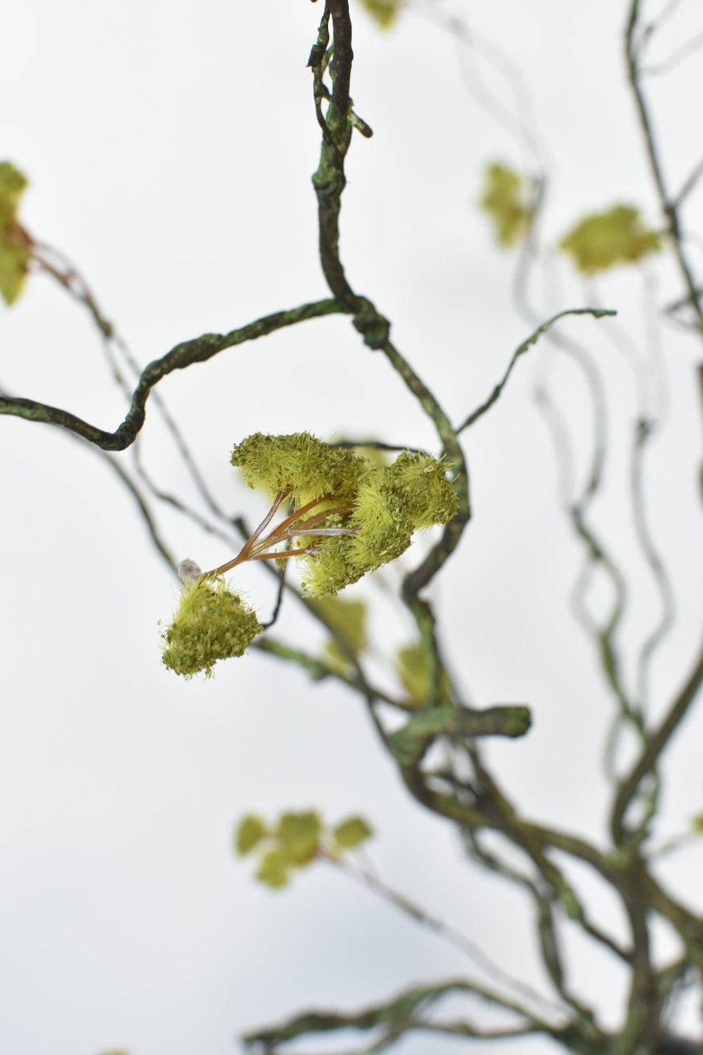 30" Faux Mini Fuzzy Blossom Branch, Soft Green