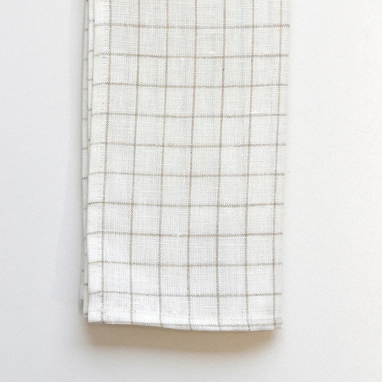 Windowpane Linen Napkins – Set of 4 (Finestra) | Neutral Flax Cloth Napkins