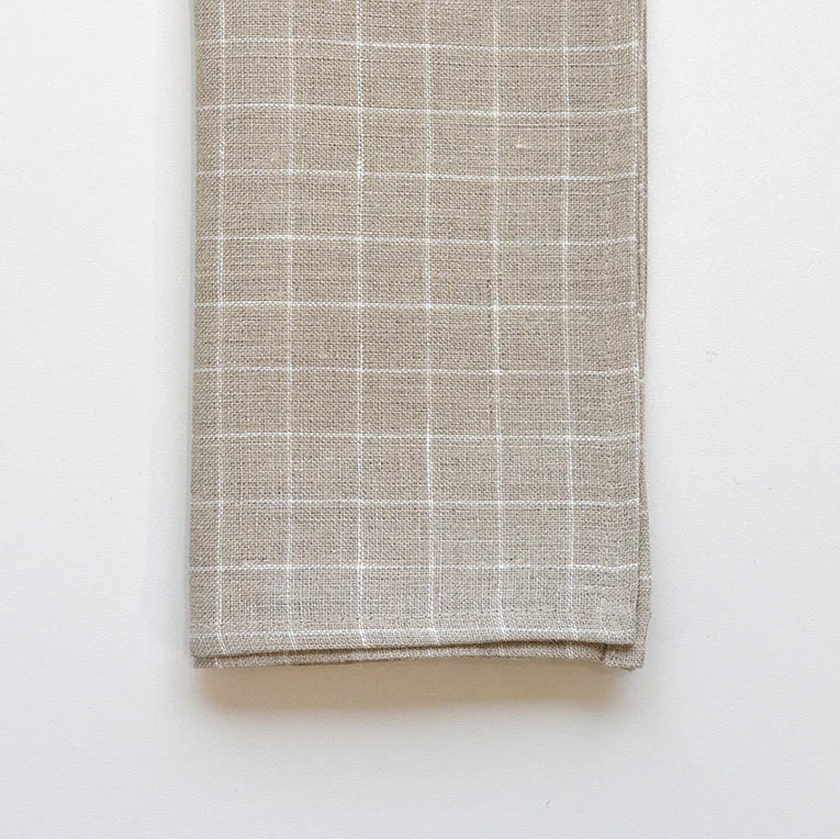 Windowpane Linen Napkins – Set of 4 (Finestra) | Neutral Flax Cloth Napkins