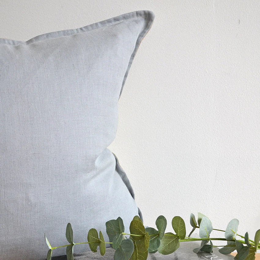 Katrina Colorblock Linen Pillow Cover – Zenith Blue & Natural | Modern 100% Linen Decorative Cushion